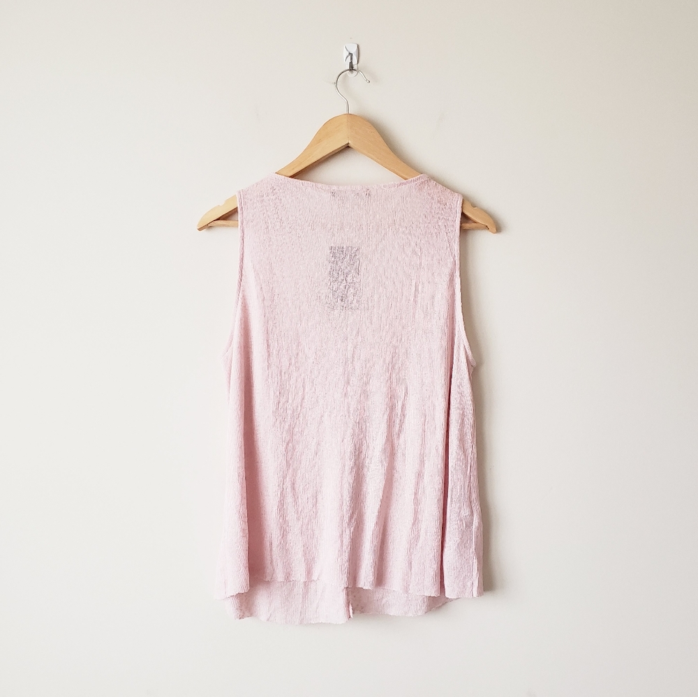 NWT Mango Basics Pink Ribbed Ruffle Tank - Picture 2 of 8